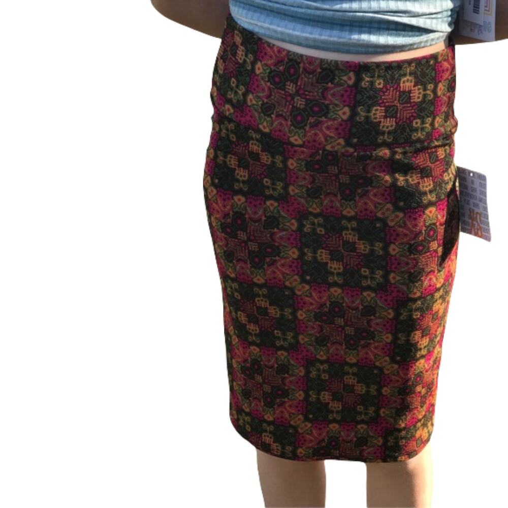 LuLaRoe Womens Skirt Size XS Cassie Funky Tribal Print Skirt Pencil Foldover NEW